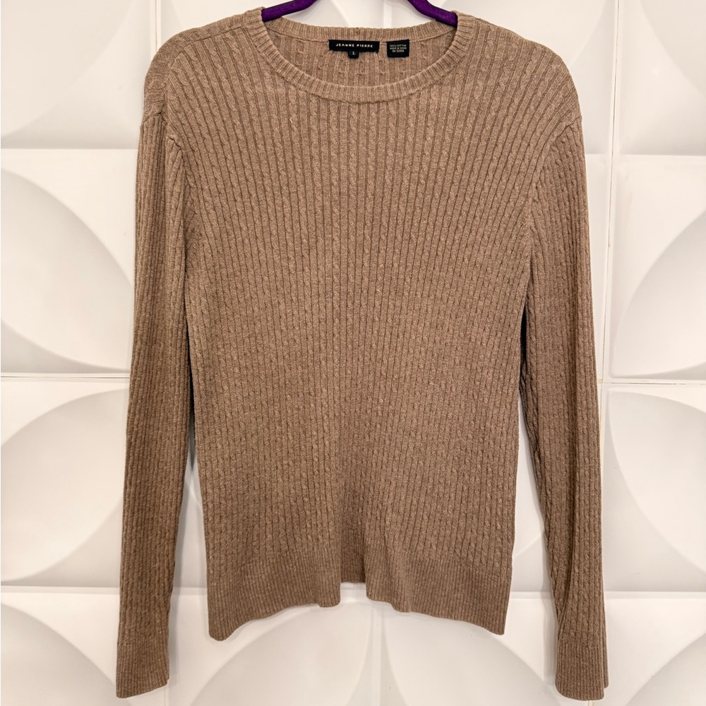 Jeanne Pierre Cable Knit Sweater in Tan